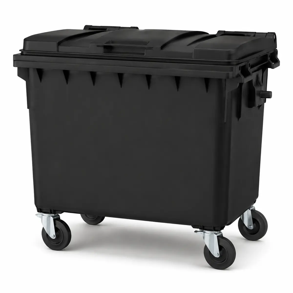 660L Four-Wheel Bin — Black Virgin HDPE